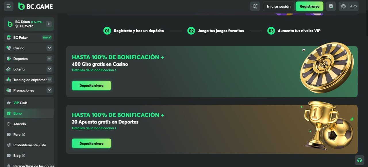 Bonos de BC.Game casino Mendoza online